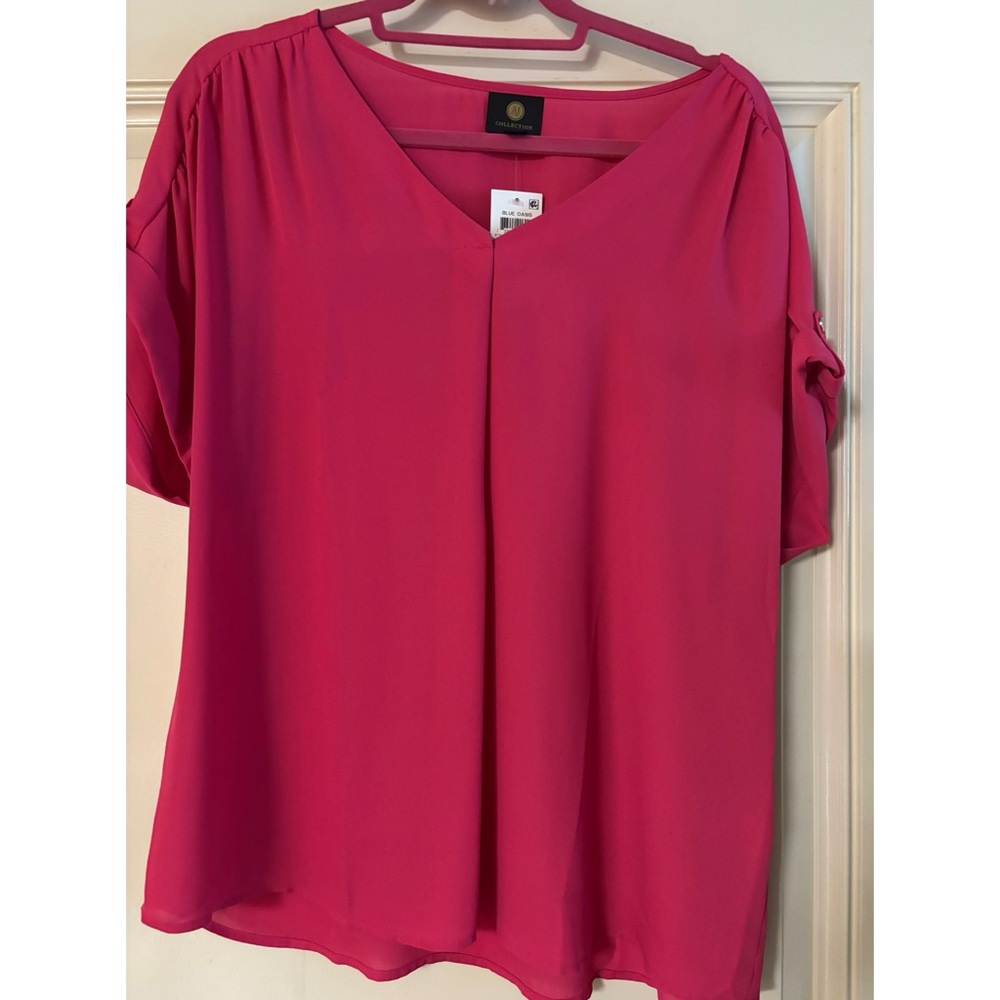 JM Collection Vibrant Pink Blouse